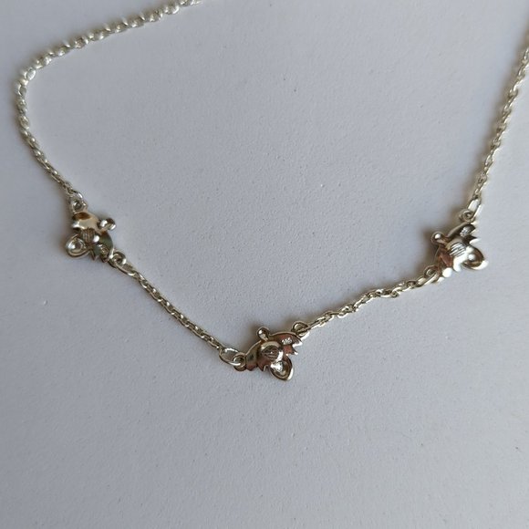 Bee Choker Necklace Sterling Silver 8.5" - Picture 7 of 9